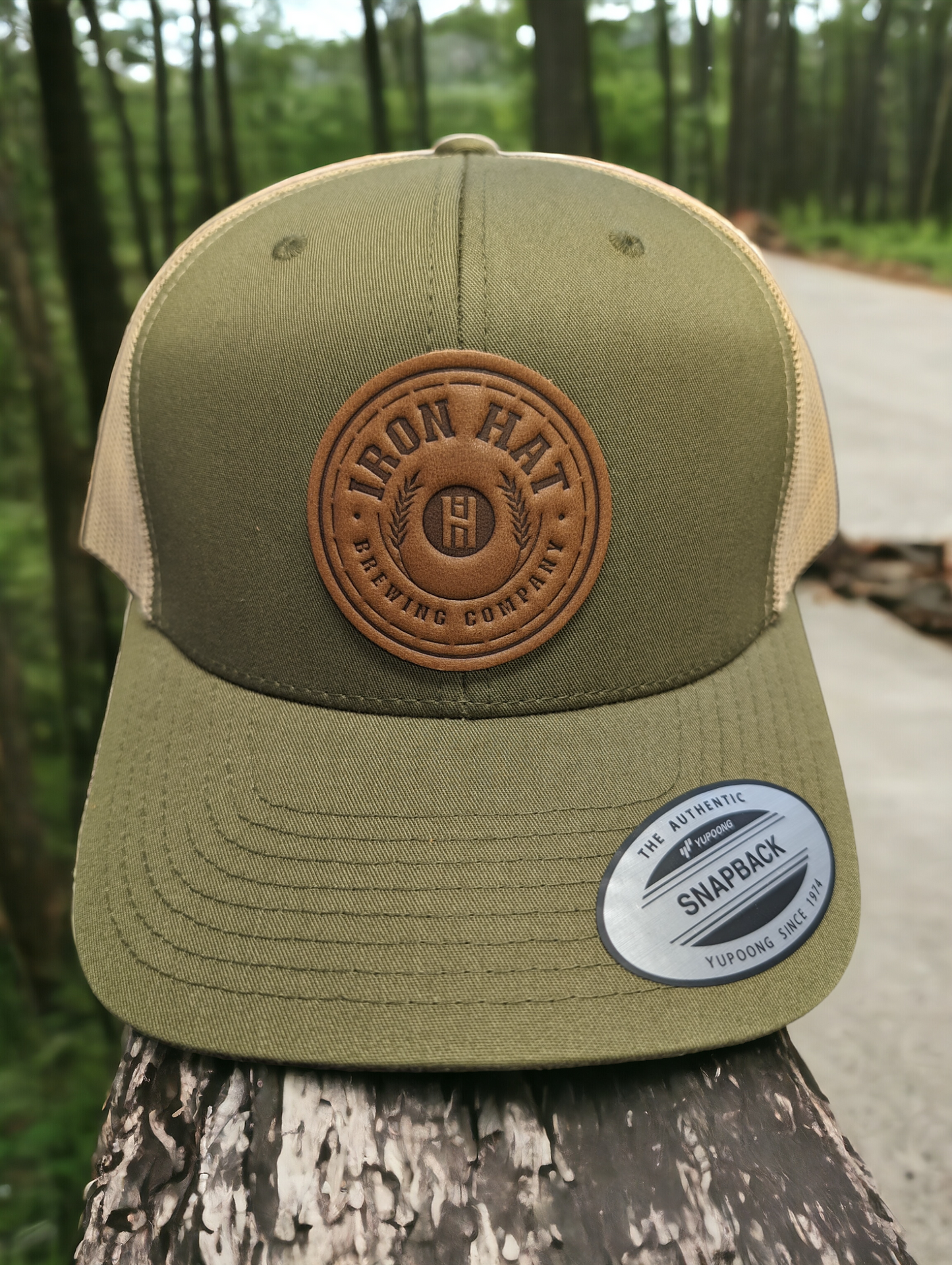 Moss/Khaki Custom Leather Patch Hat