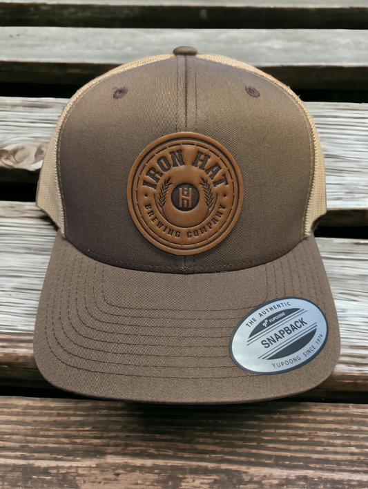 Brown/Khaki Custom Leather Patch Hat